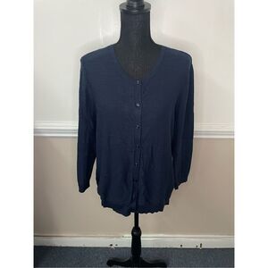 Loft Outlet Navy Button Up Blouse Size Large